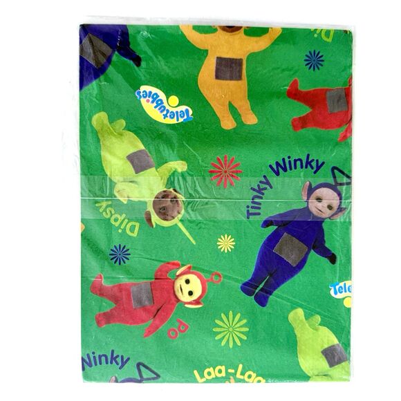 Vintage Teletubbies Party Supplies Gift Wrap Wrapping Paper NEW 2 Packages - Picture 2 of 3